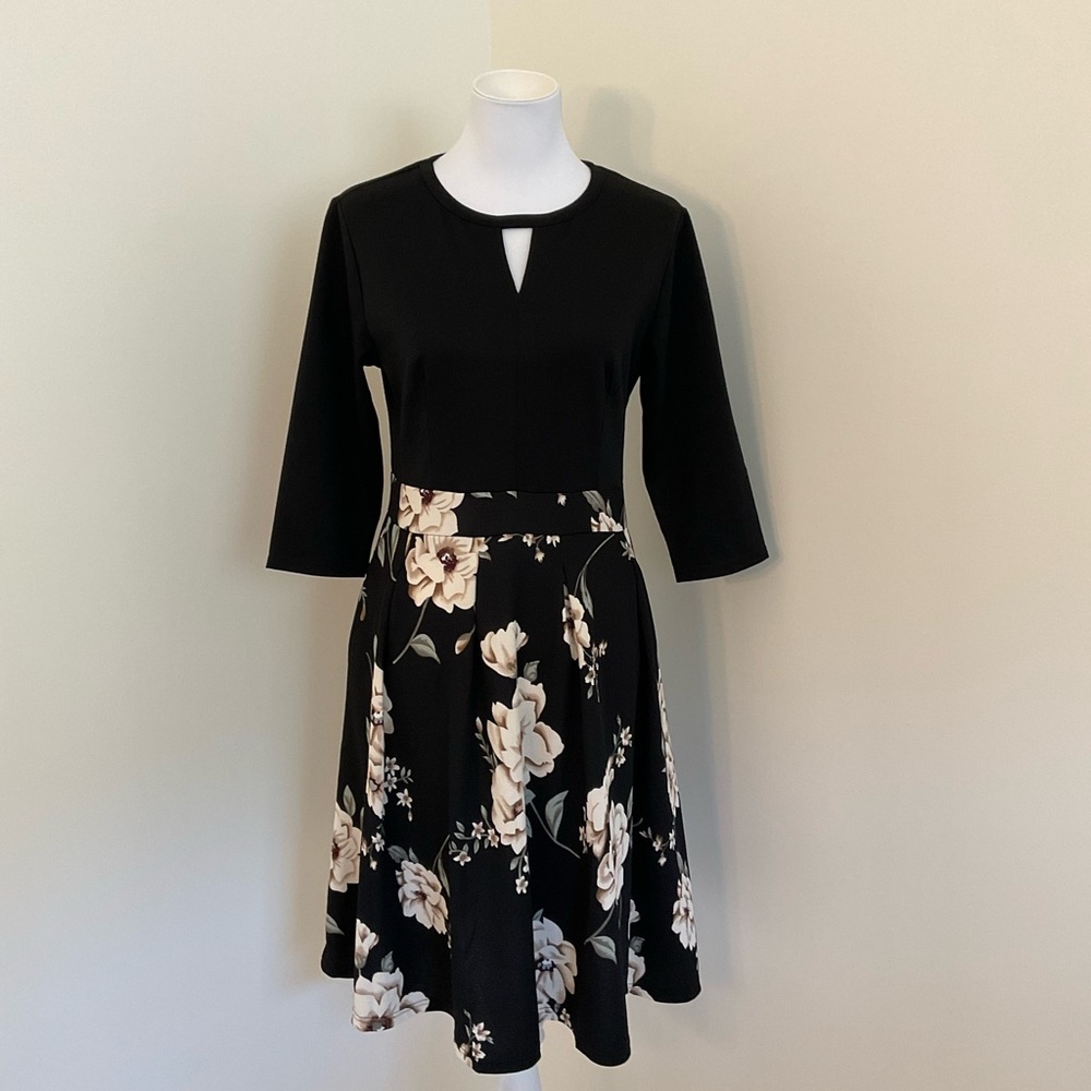 NWT Yathon Chic Black Floral Midi Dress